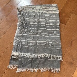 Calvin Klein Silver & Gray Striped Scarf